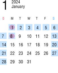 1月の運行カレンダー
